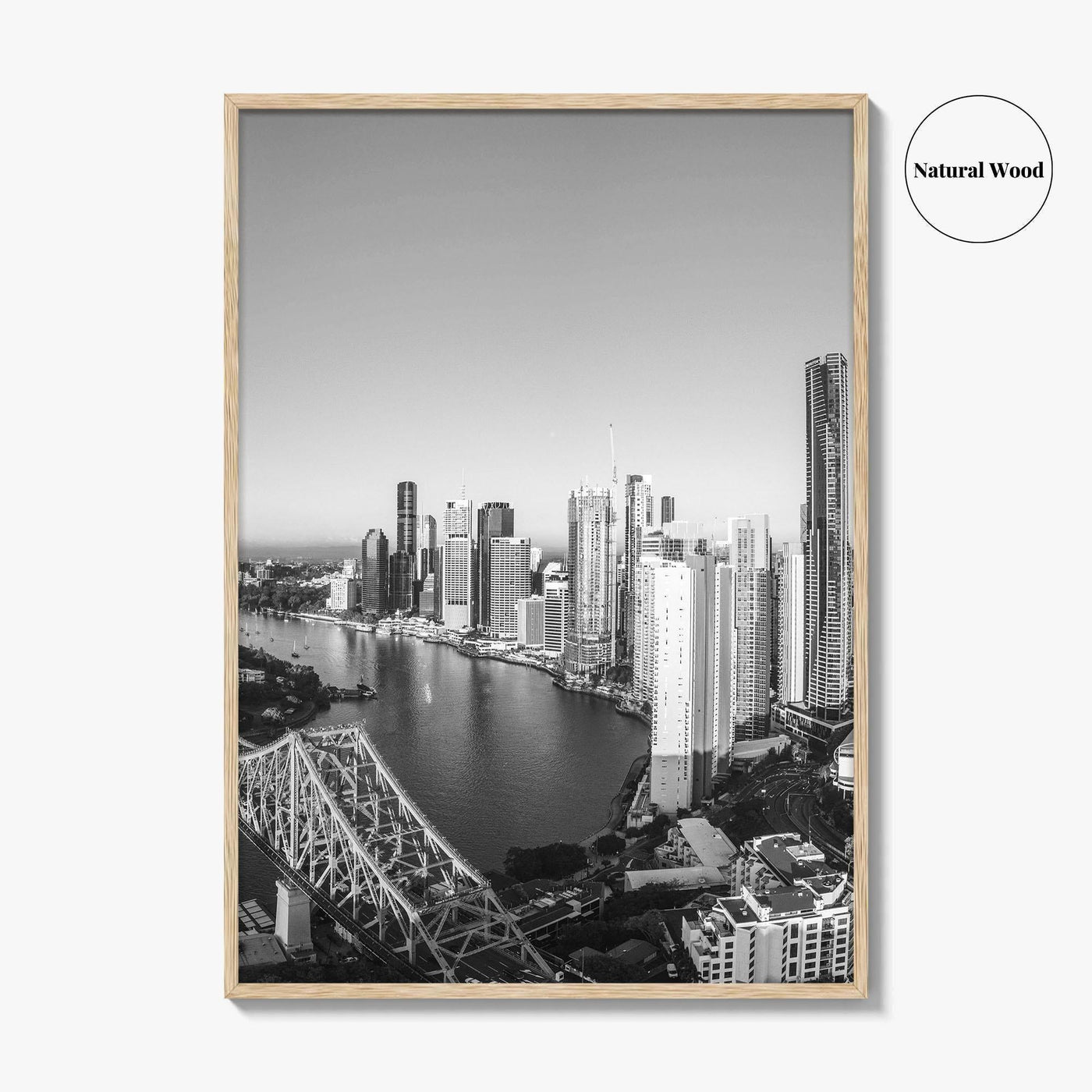 Brisbane Skyline Black and White Fine Art Photo Print, Story Bridge Queensland Poster