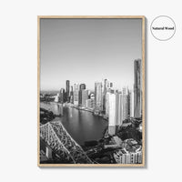 Brisbane Skyline Black and White Fine Art Photo Print, Story Bridge Queensland Poster