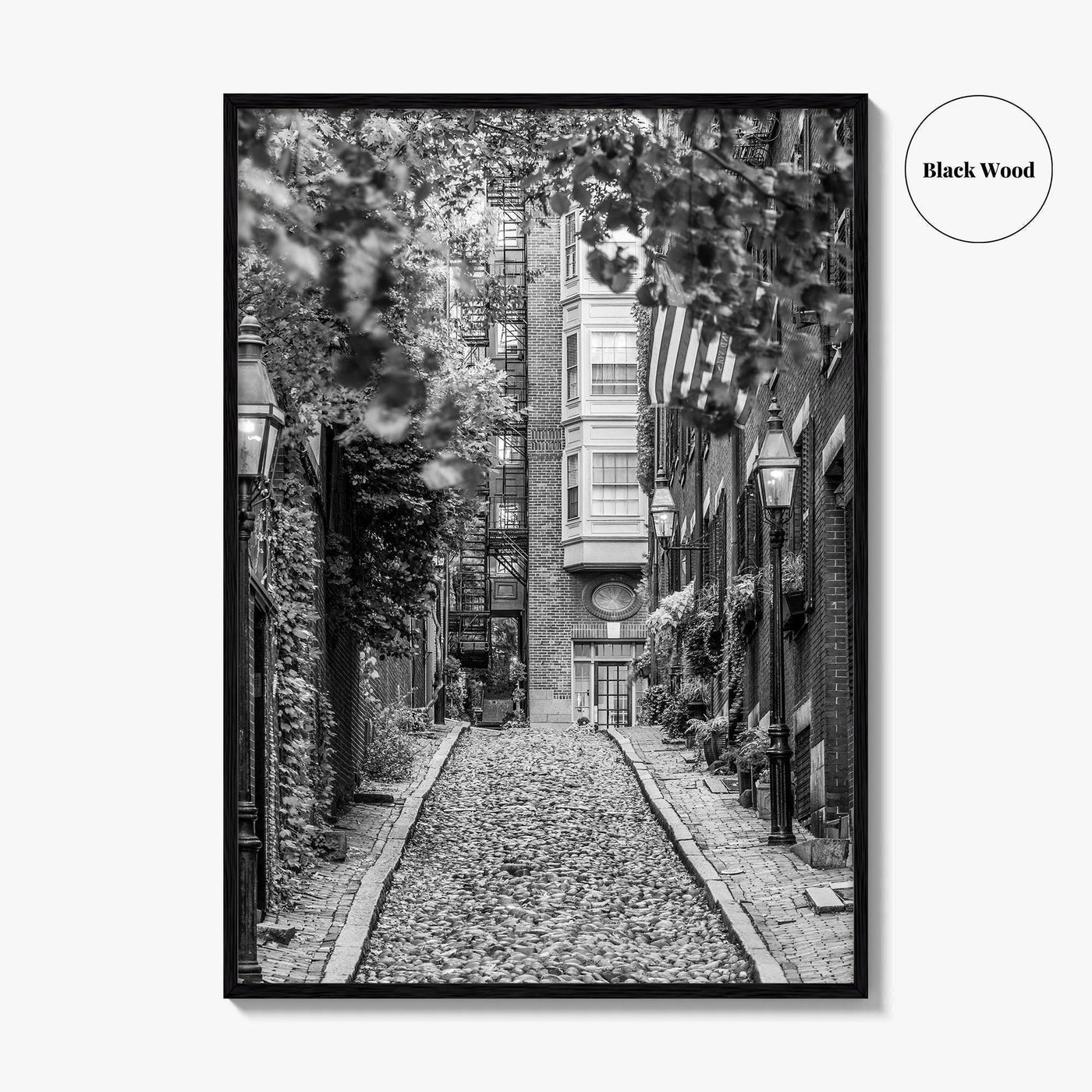 Boston Black and White Fine Art Photo Print, Acorn Street Beacon Hill Poster