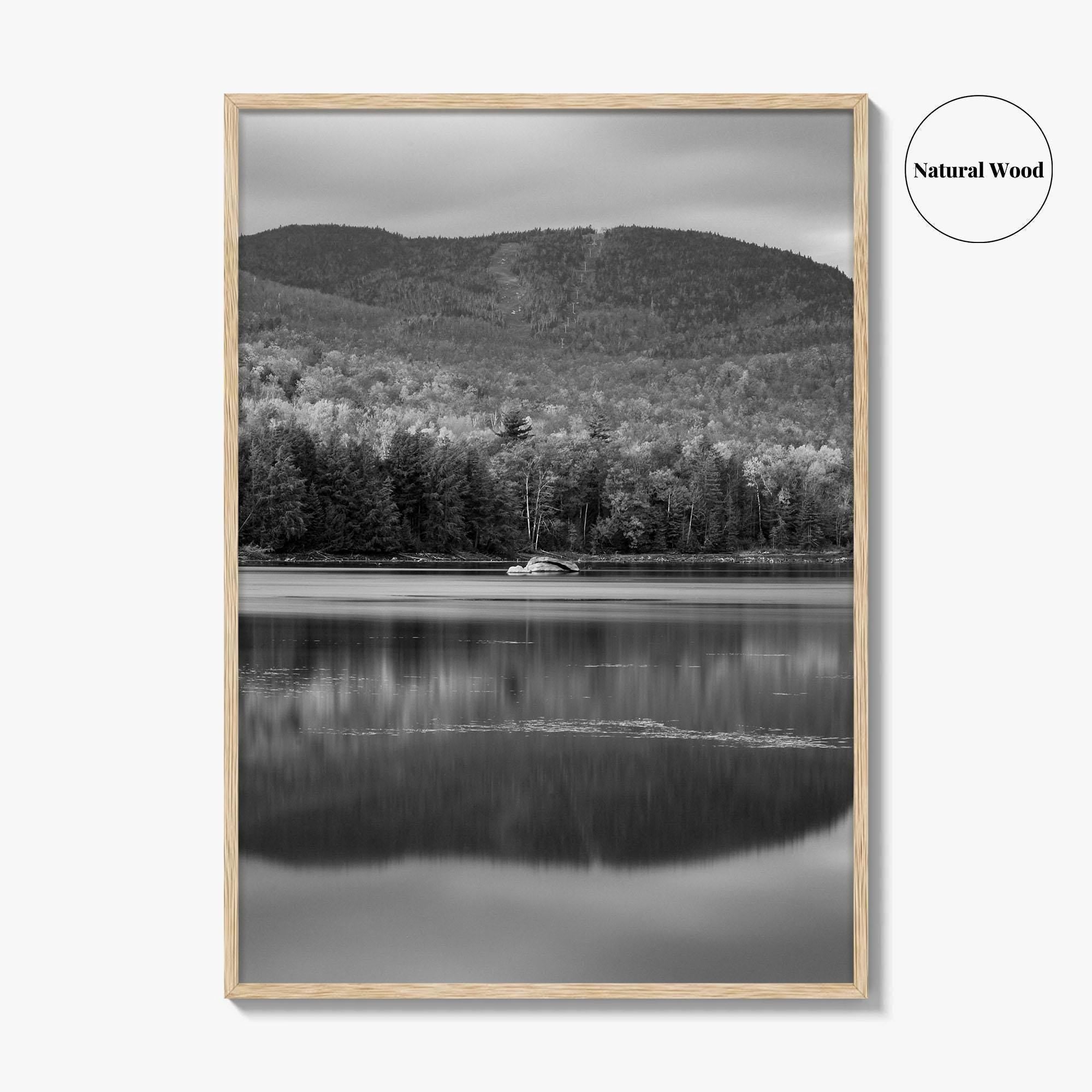 Loon Lake Black and White Fine Art Photo Print, Adirondack Mountains Poster