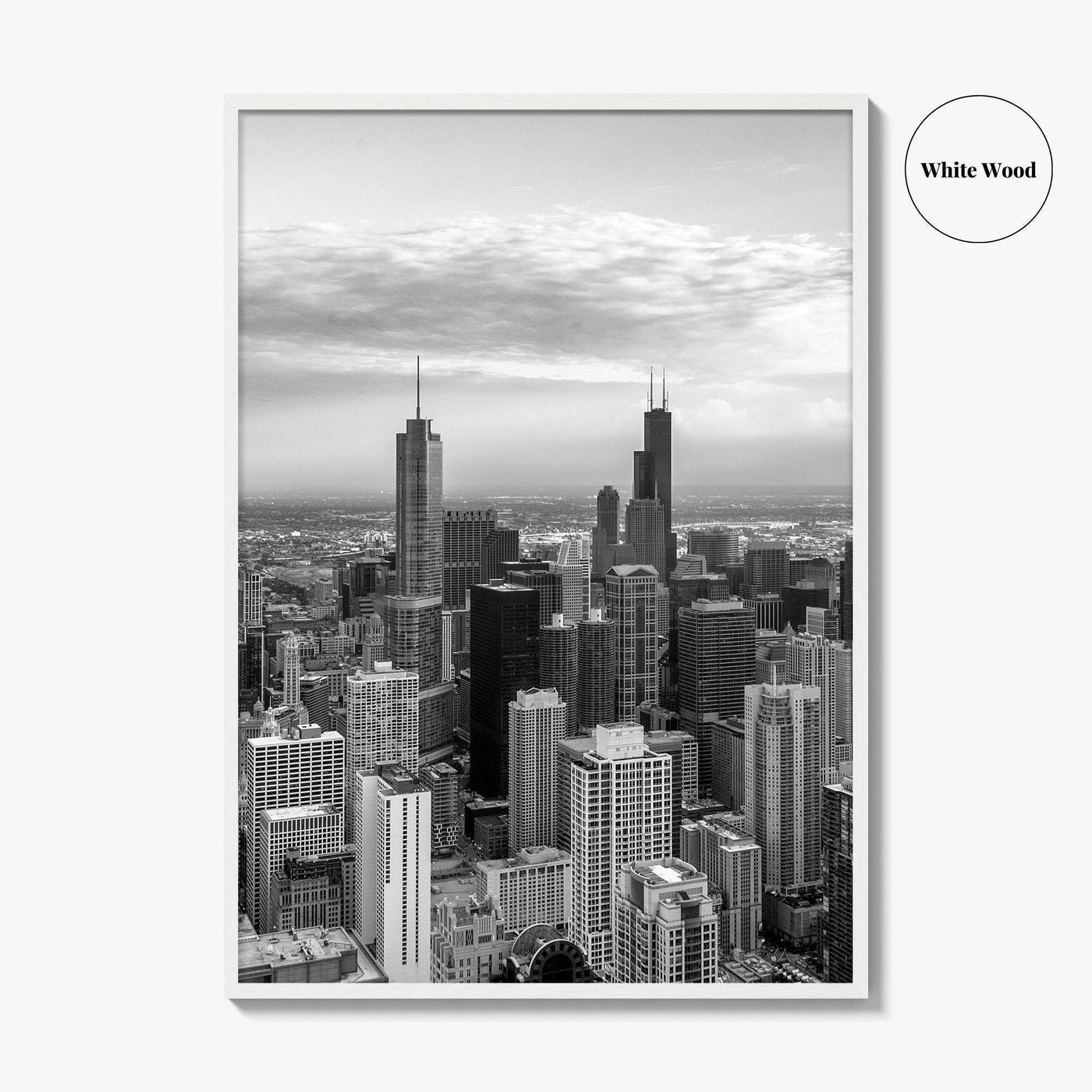 Chicago Skyline Black and White Fine Art Photo Print, Illinois USA Poster