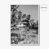 Tobacco Caye Black and White Fine Art Photo Print, Belize Barrier Reef, Caribbean, Poster