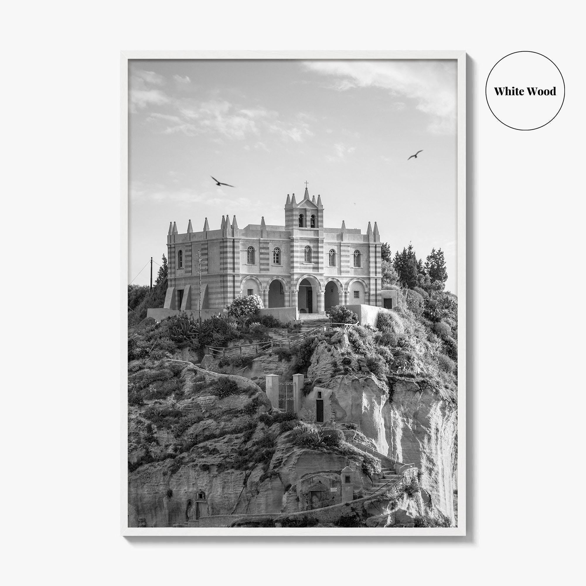 Tropea Black and White Fine Art Photo Print, Santa Maria dell'Isola, Calabria Italy Poster