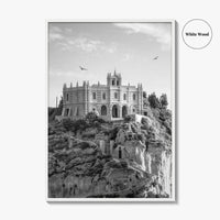 Tropea Black and White Fine Art Photo Print, Santa Maria dell'Isola, Calabria Italy Poster