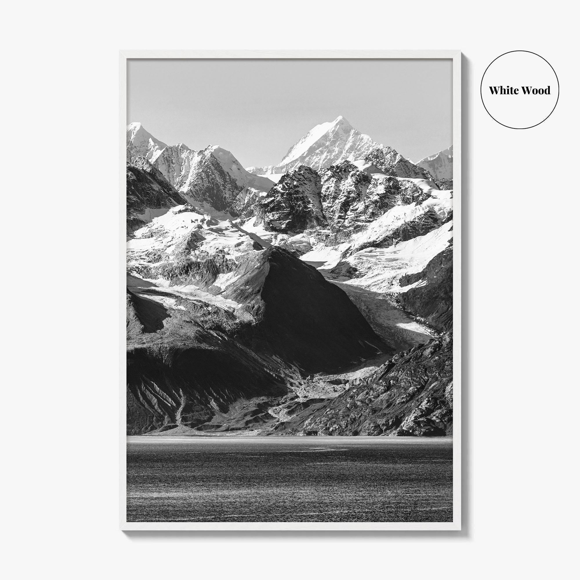 Glacier Bay Black and White Fine Art Photo Print, Alaska Inside Passage Poster