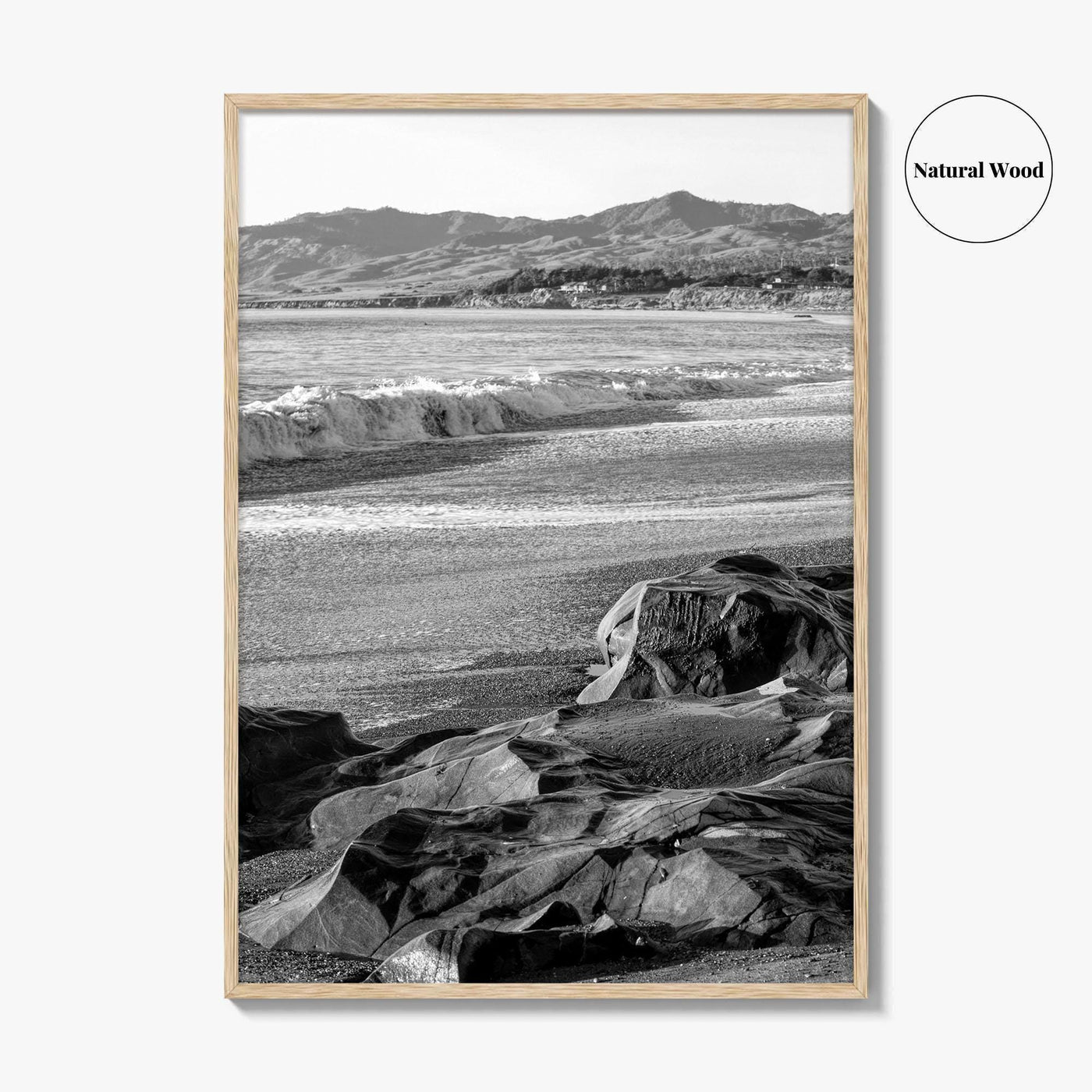 Cambria Black and White Fine Art Photo Print, California Central Coast Rocks Poster