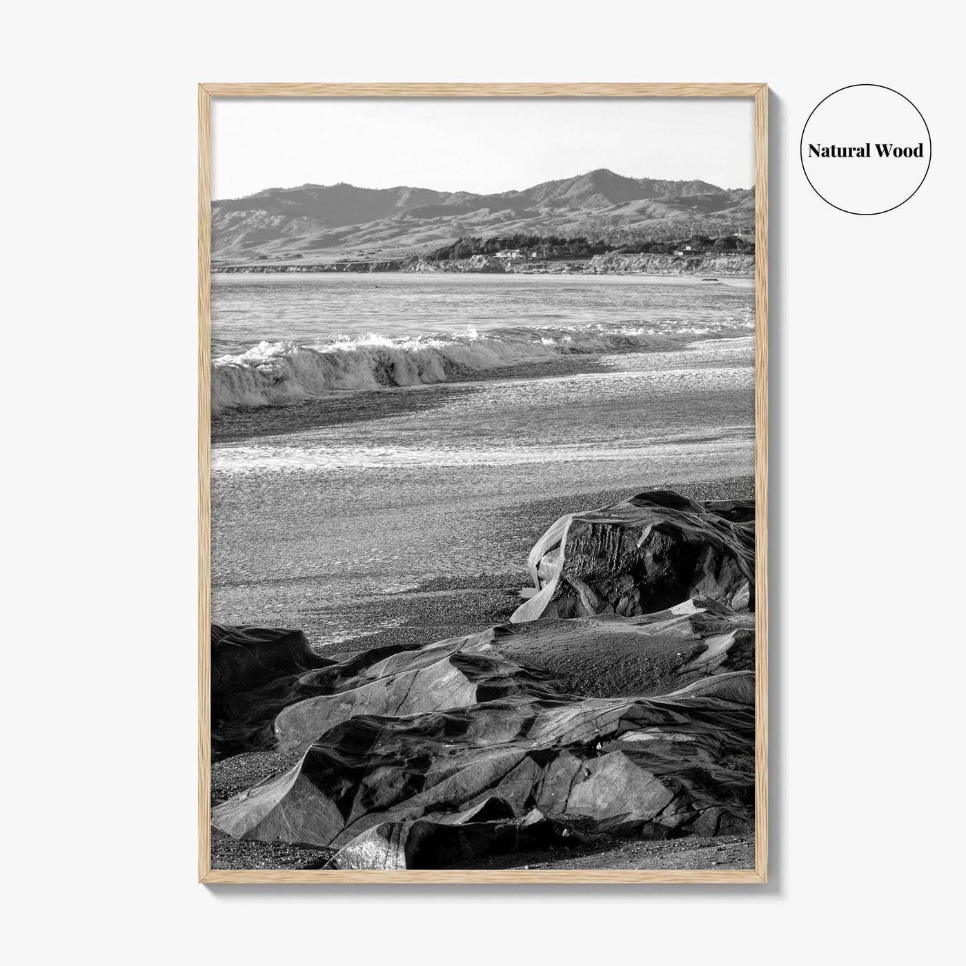 Cambria Black and White Fine Art Photo Print, California Central Coast Rocks Poster
