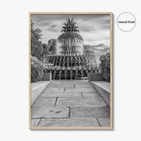 Charleston Black and White Fine Art Photo Print, Pineapple Fountain, South Carolina Poster