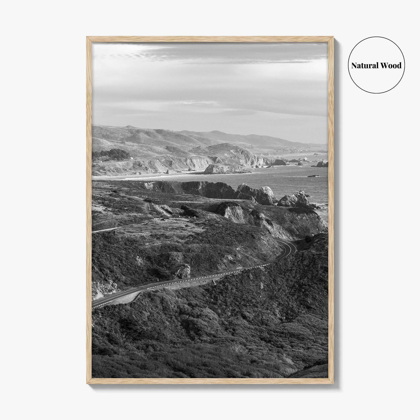 California State Route 1 Black and White Fine Art Photo Print, Pacific Coast Highway