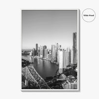 Brisbane Skyline Black and White Fine Art Photo Print, Story Bridge Queensland Poster