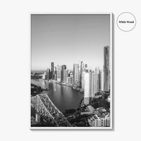 Brisbane Skyline Black and White Fine Art Photo Print, Story Bridge Queensland Poster