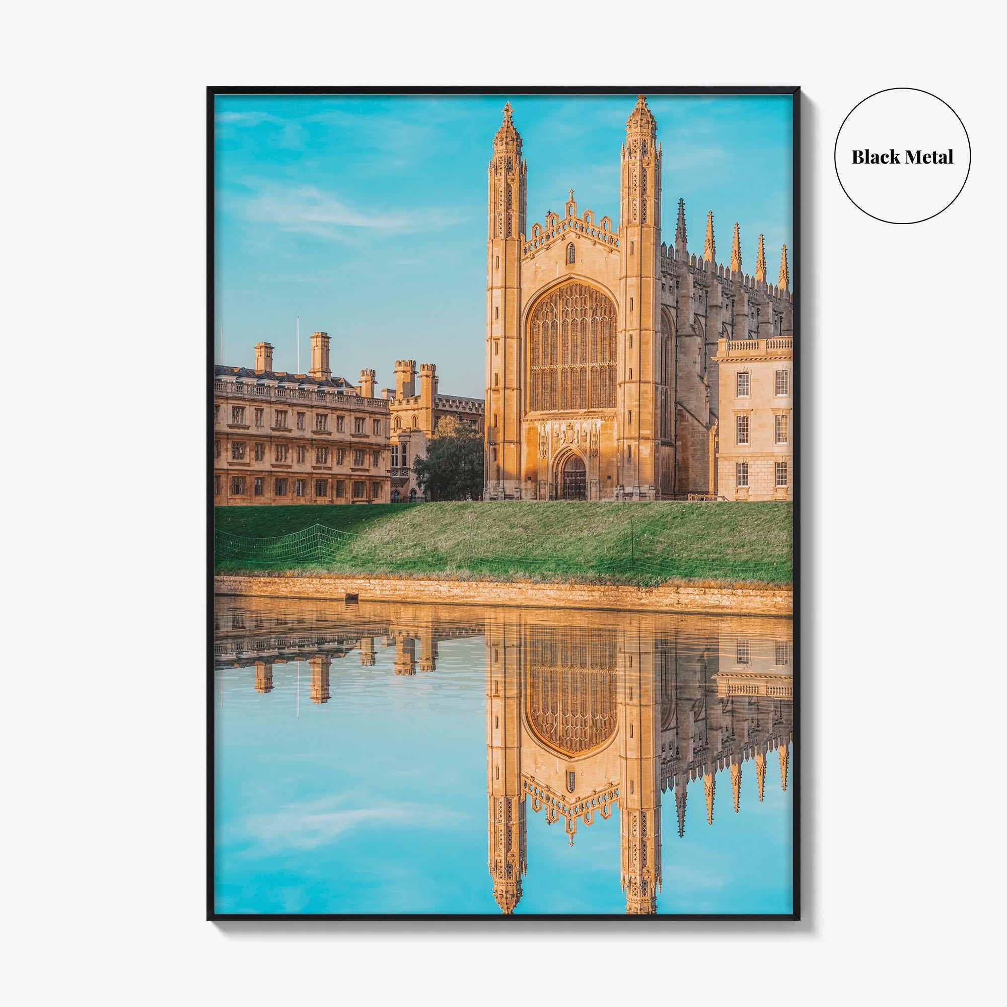 Cambridge England Fine Art Photo Print, UK Waterfront Panorama, Reflection Wall Decor Poster