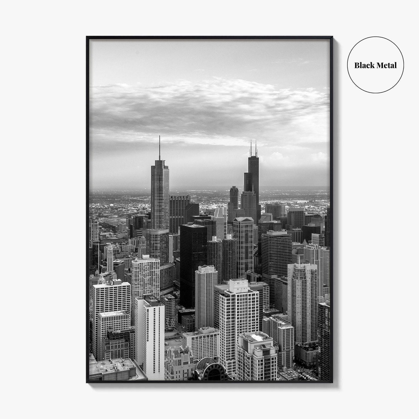 Chicago Skyline Black and White Fine Art Photo Print, Illinois USA Poster