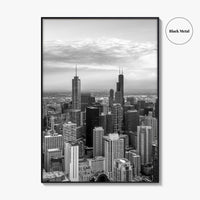 Chicago Skyline Black and White Fine Art Photo Print, Illinois USA Poster