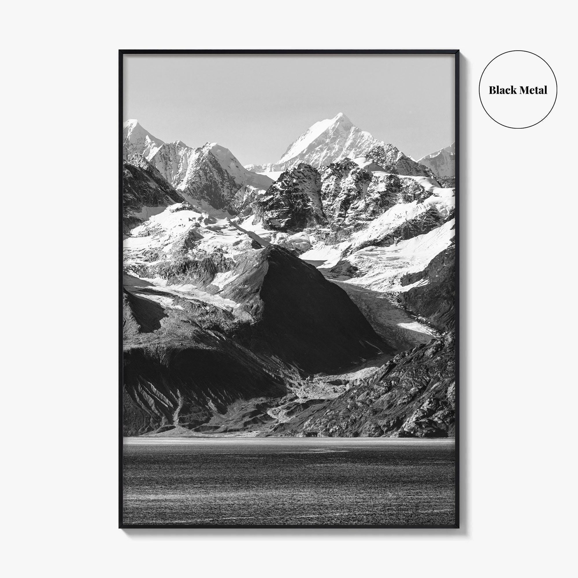 Glacier Bay Black and White Fine Art Photo Print, Alaska Inside Passage Poster