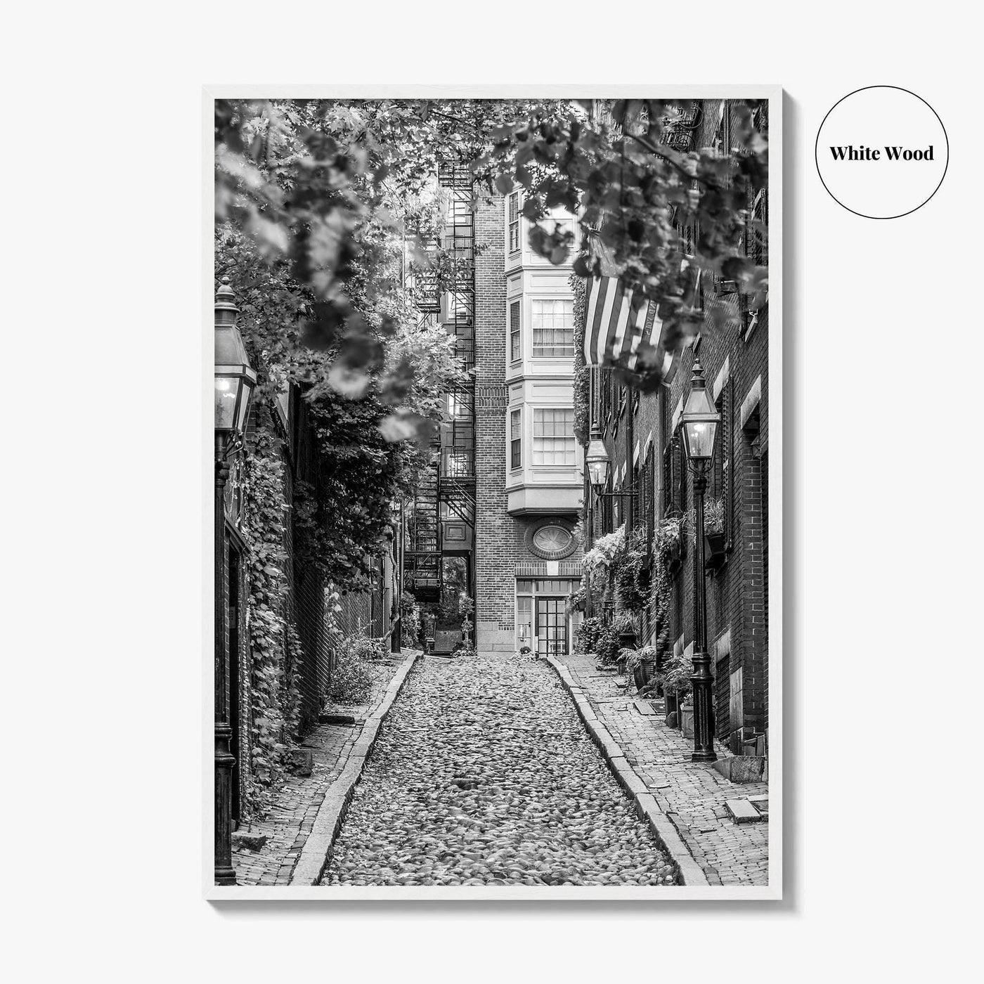Boston Black and White Fine Art Photo Print, Acorn Street Beacon Hill Poster