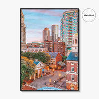 Boston Skyline Fine Art Photo Print, Faneuil Hall, Quincy Market, Massachusetts USA Poster