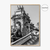 Barcelona Black and White Fine Art Photo Print, Ciutadella Park Cascada, Spain Wall Poster