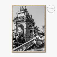 Barcelona Black and White Fine Art Photo Print, Ciutadella Park Cascada, Spain Wall Poster