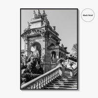 Barcelona Black and White Fine Art Photo Print, Ciutadella Park Cascada, Spain Wall Poster