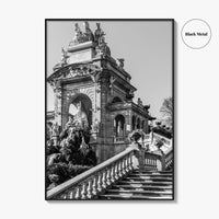 Barcelona Black and White Fine Art Photo Print, Ciutadella Park Cascada, Spain Wall Poster