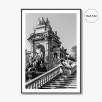 Barcelona Black and White Fine Art Photo Print, Ciutadella Park Cascada, Spain Wall Poster