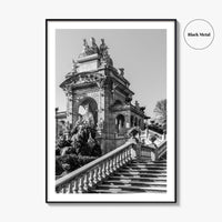 Barcelona Black and White Fine Art Photo Print, Ciutadella Park Cascada, Spain Wall Poster