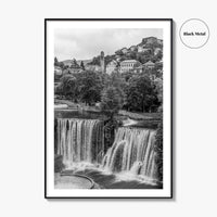 Jajce Black and White Fine Art Photo Print, Bosnia and Herzegovina, Pliva Waterfall
