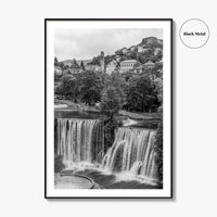 Jajce Black and White Fine Art Photo Print, Bosnia and Herzegovina, Pliva Waterfall