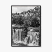 Jajce Black and White Fine Art Photo Print, Bosnia and Herzegovina, Pliva Waterfall