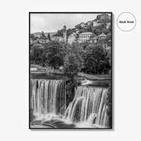 Jajce Black and White Fine Art Photo Print, Bosnia and Herzegovina, Pliva Waterfall