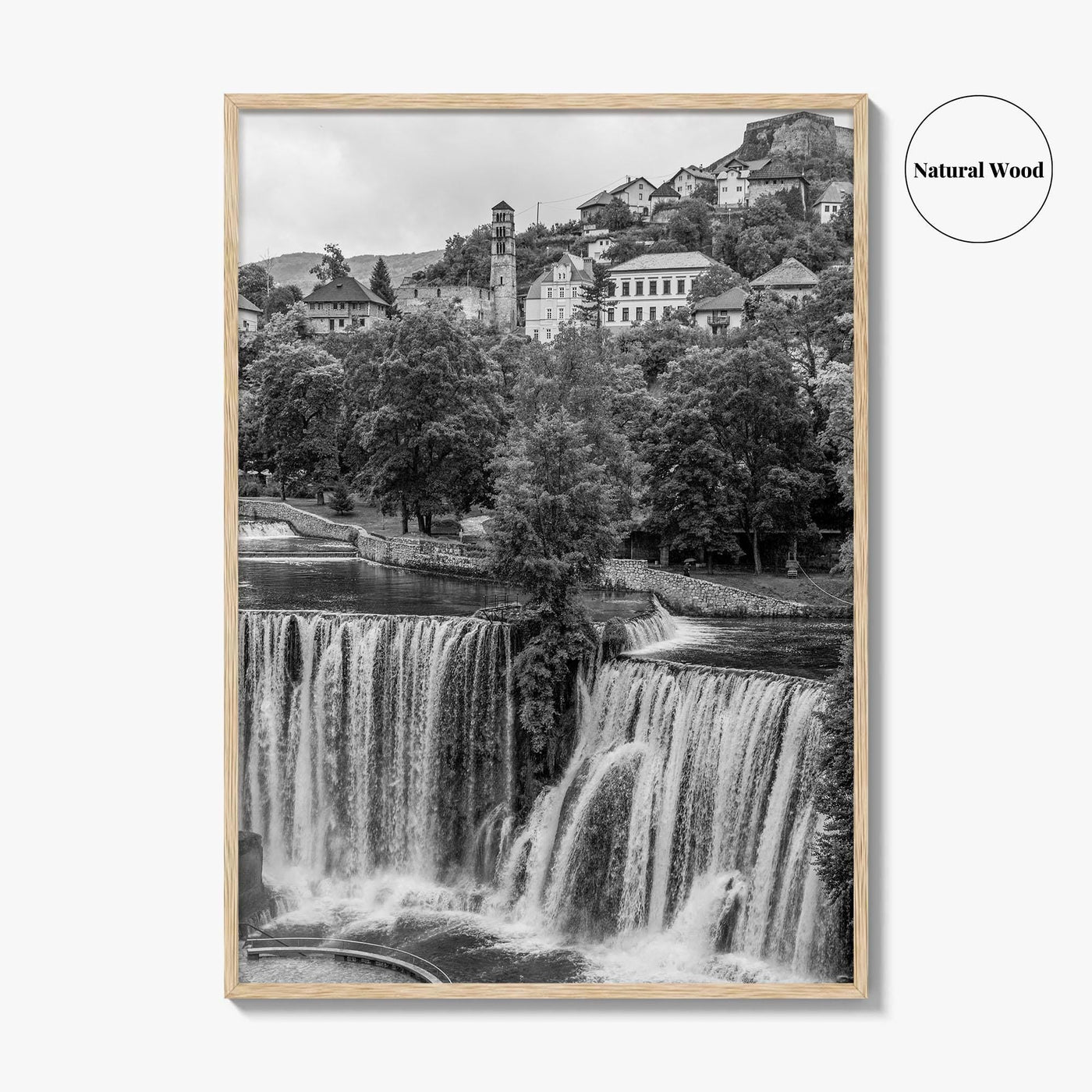 Jajce Black and White Fine Art Photo Print, Bosnia and Herzegovina, Pliva Waterfall