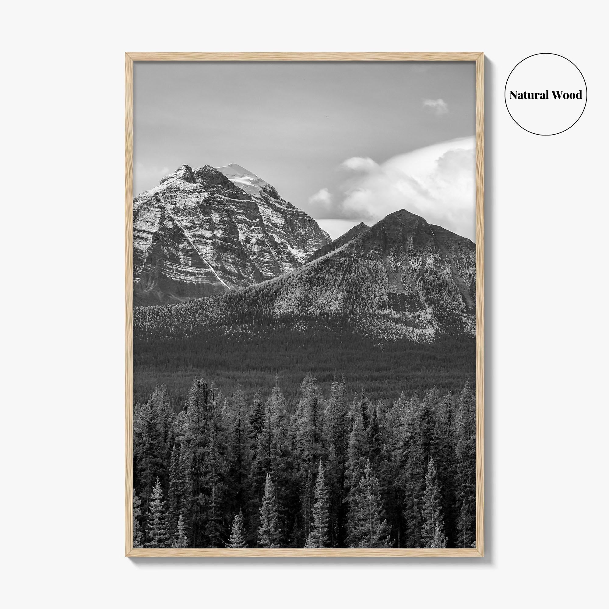 Lake Louise Black White Fine Art Photo Print, Banff National Park Poster