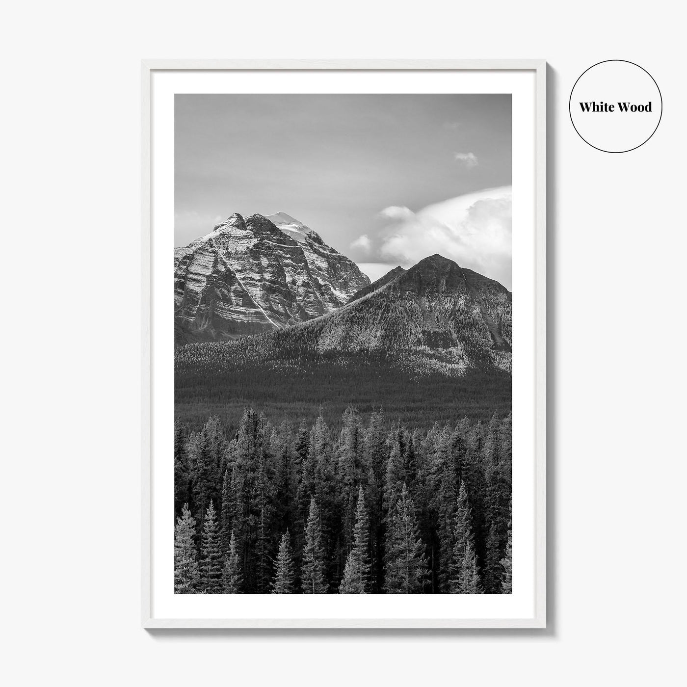 Lake Louise Black White Fine Art Photo Print, Banff National Park Poster