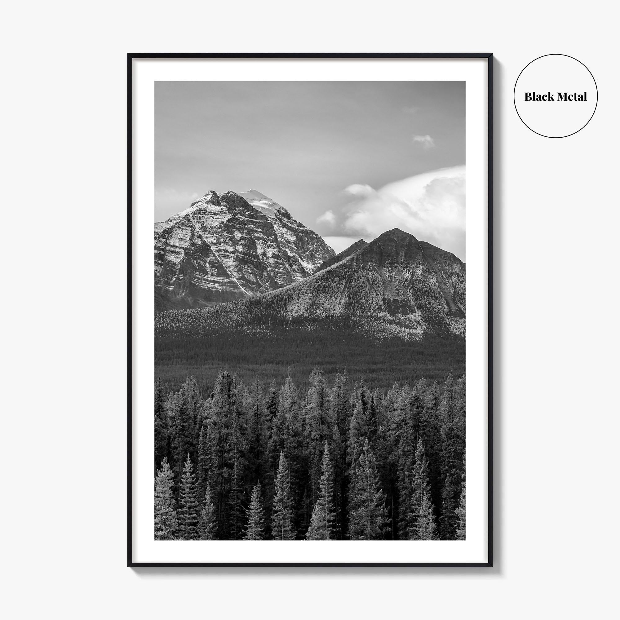 Lake Louise Black White Fine Art Photo Print, Banff National Park Poster
