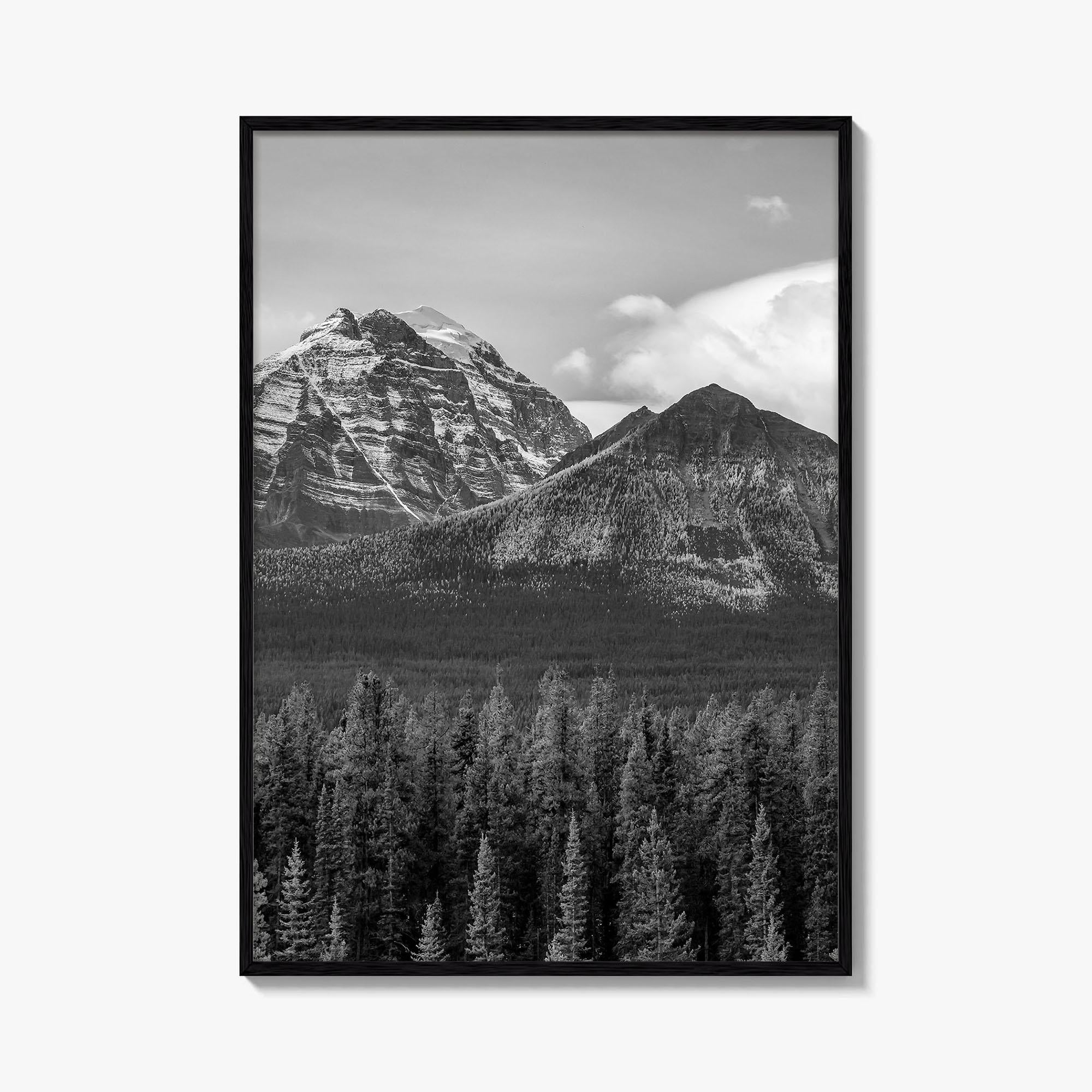 Lake Louise Black White Fine Art Photo Print, Banff National Park Poster