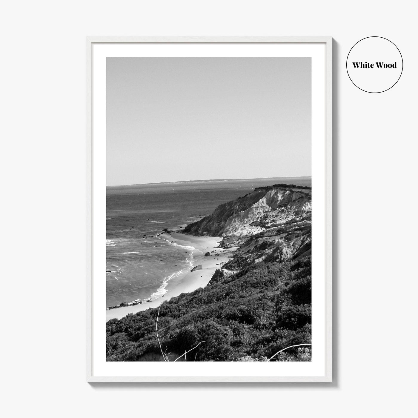 Martha's Vineyard Black and White Fine Art Photo Print, Aquinnah Cliffs Massachusetts Poster