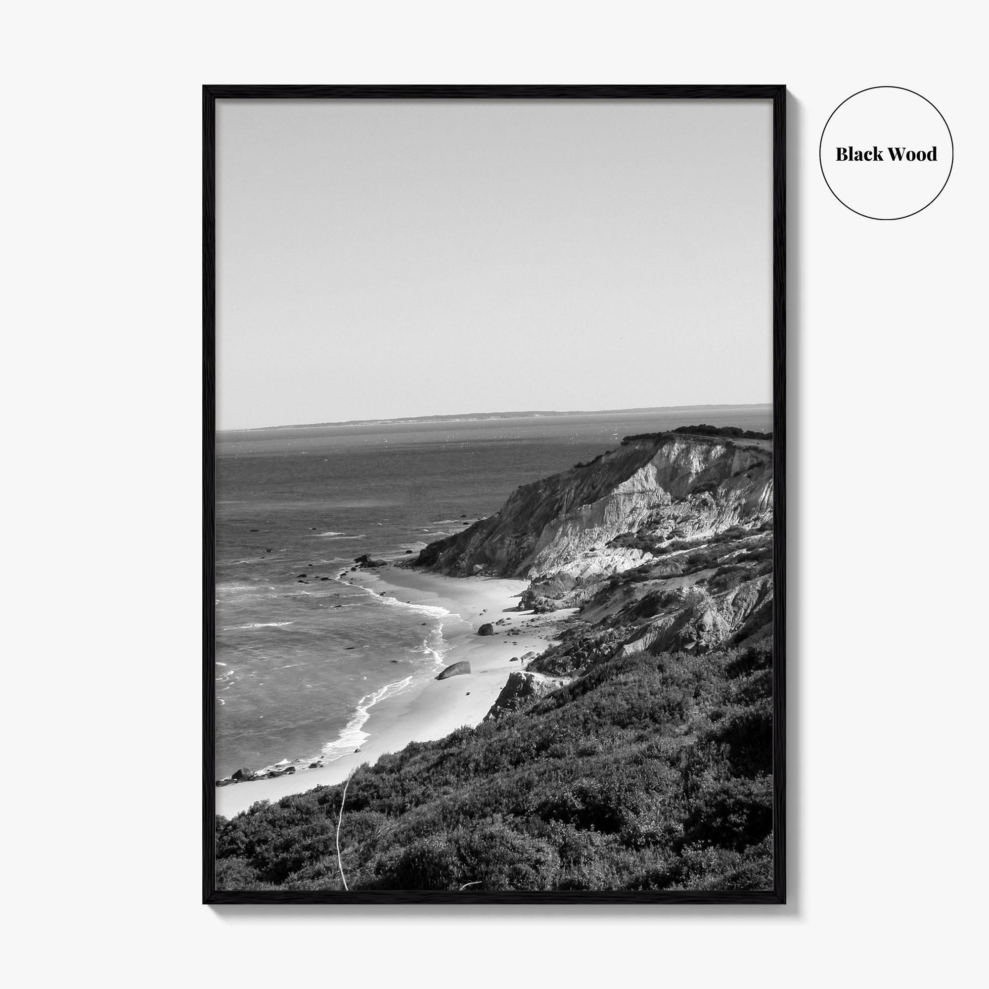 Martha's Vineyard Black and White Fine Art Photo Print, Aquinnah Cliffs Massachusetts Poster