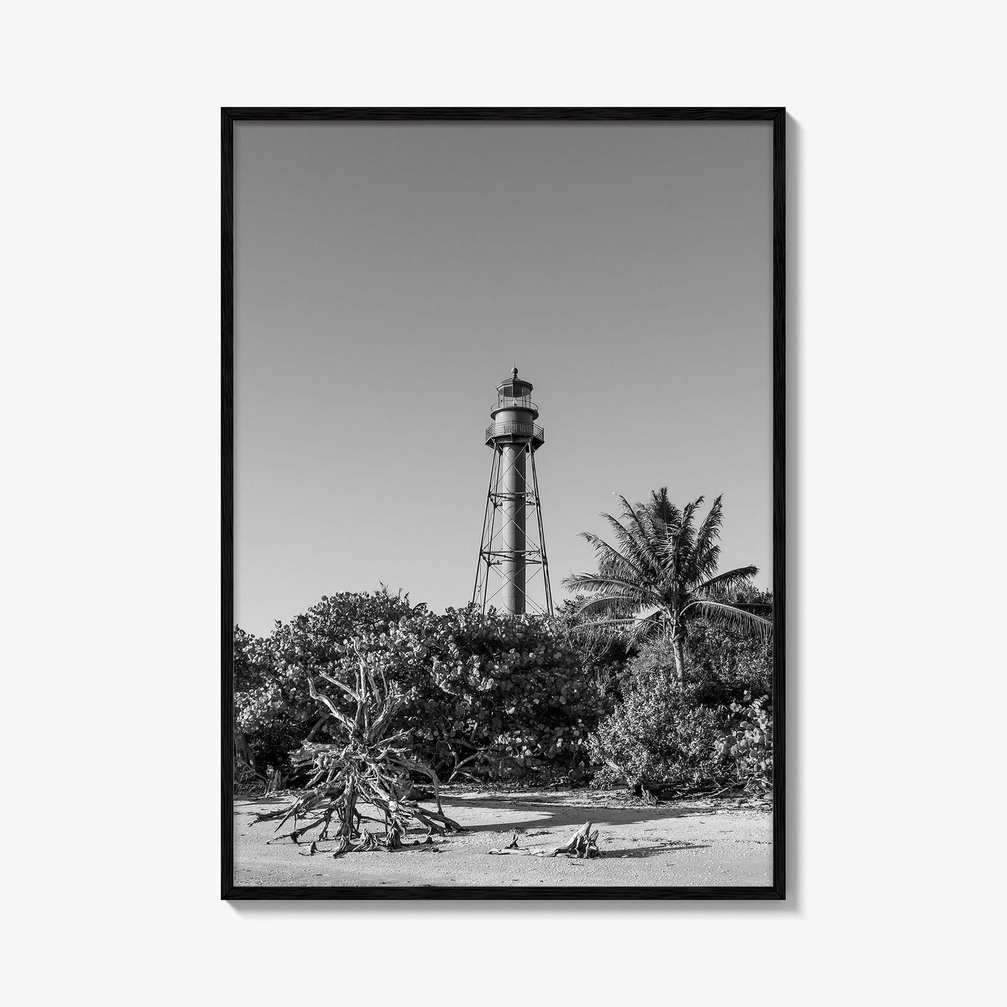 Sanibel Island Black and White Fine Art Photo Print, Lighthouse, Florida, USA, Poster