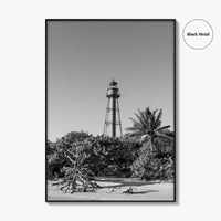 Sanibel Island Black and White Fine Art Photo Print, Lighthouse, Florida, USA, Poster