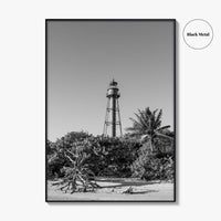 Sanibel Island Black and White Fine Art Photo Print, Lighthouse, Florida, USA, Poster