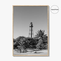 Sanibel Island Black and White Fine Art Photo Print, Lighthouse, Florida, USA, Poster