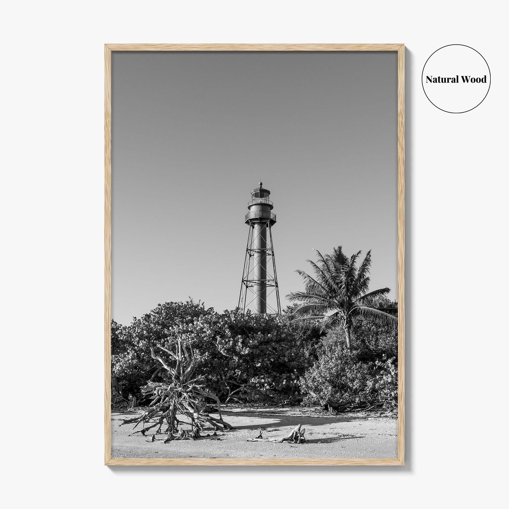 Sanibel Island Black and White Fine Art Photo Print, Lighthouse, Florida, USA, Poster