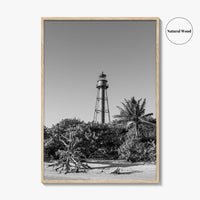 Sanibel Island Black and White Fine Art Photo Print, Lighthouse, Florida, USA, Poster