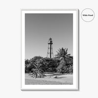 Sanibel Island Black and White Fine Art Photo Print, Lighthouse, Florida, USA, Poster