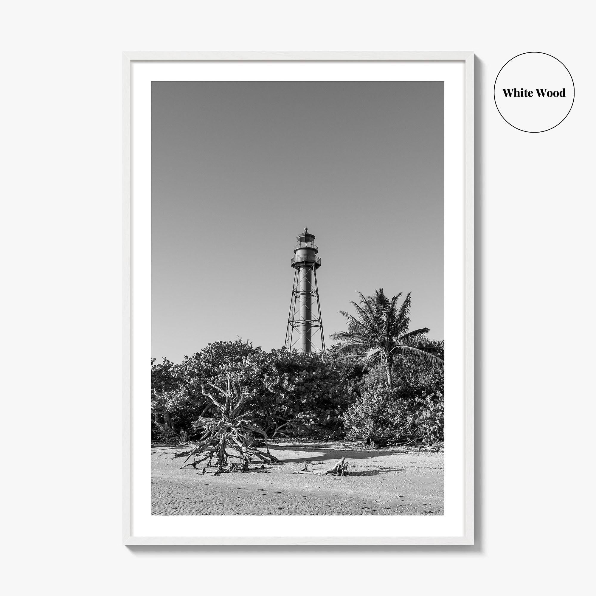 Sanibel Island Black and White Fine Art Photo Print, Lighthouse, Florida, USA, Poster
