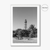 Sanibel Island Black and White Fine Art Photo Print, Lighthouse, Florida, USA, Poster
