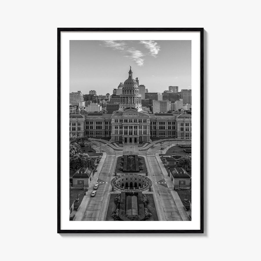 Austin Black and White Fine Art Photo Print, Texas State Capitol, TX, Poster