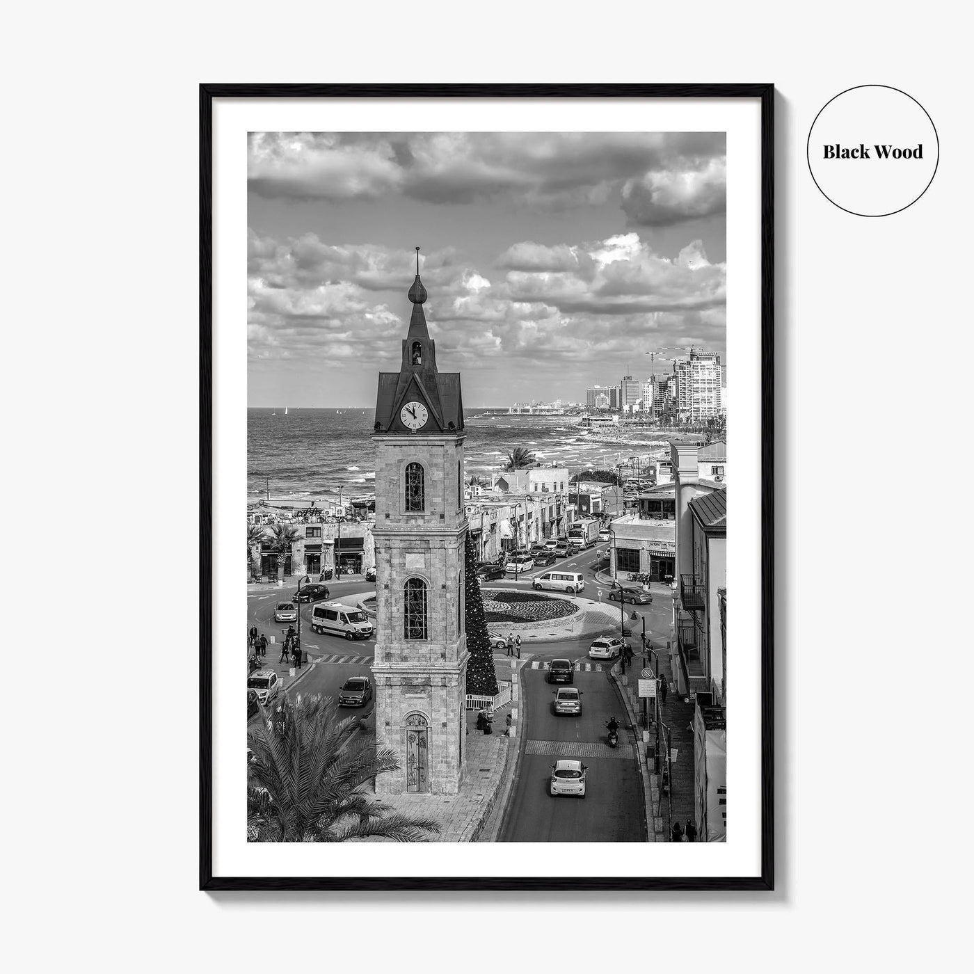 Tel Aviv Black and White Fine Art Photo Print, Jaffa Clock Tower Israel Poster
