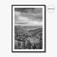 Great Smoky Mountains Black and White Fine Art Photo Print, Tennessee Poster